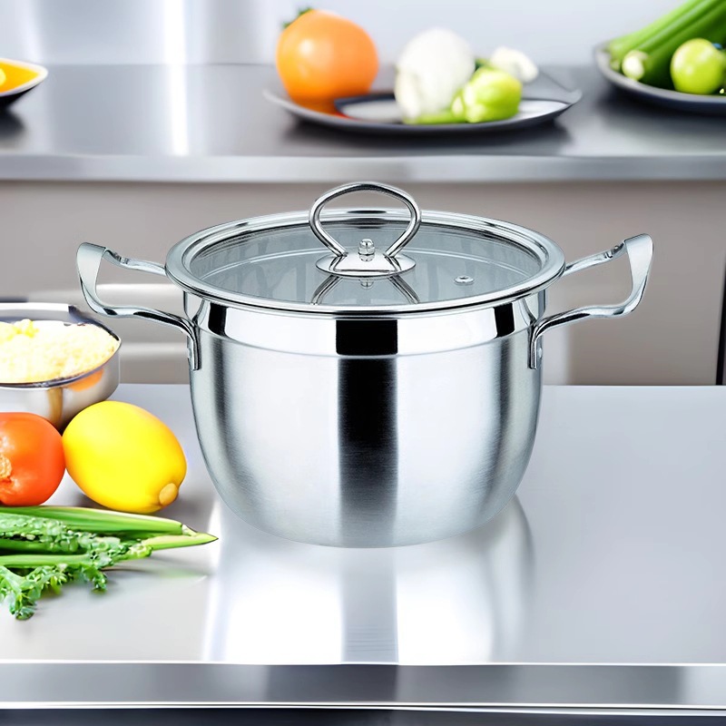 潮州互发跨境加厚不锈钢套装锅具礼品批发6件套奶锅双耳复底汤锅详情3