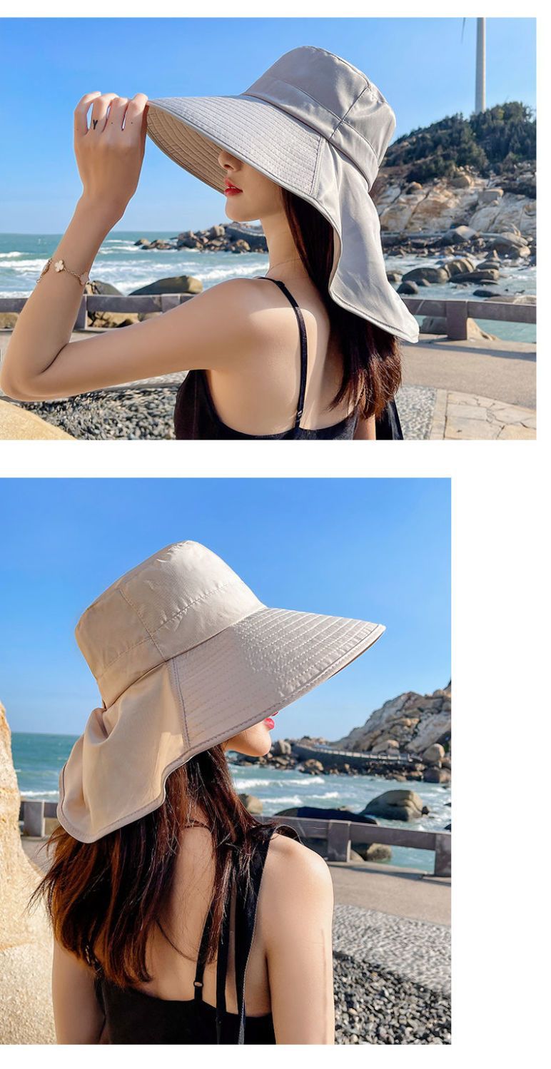 防晒帽子女夏季大檐户外披肩渔夫帽护颈遮阳帽防紫外线骑行太阳帽详情11