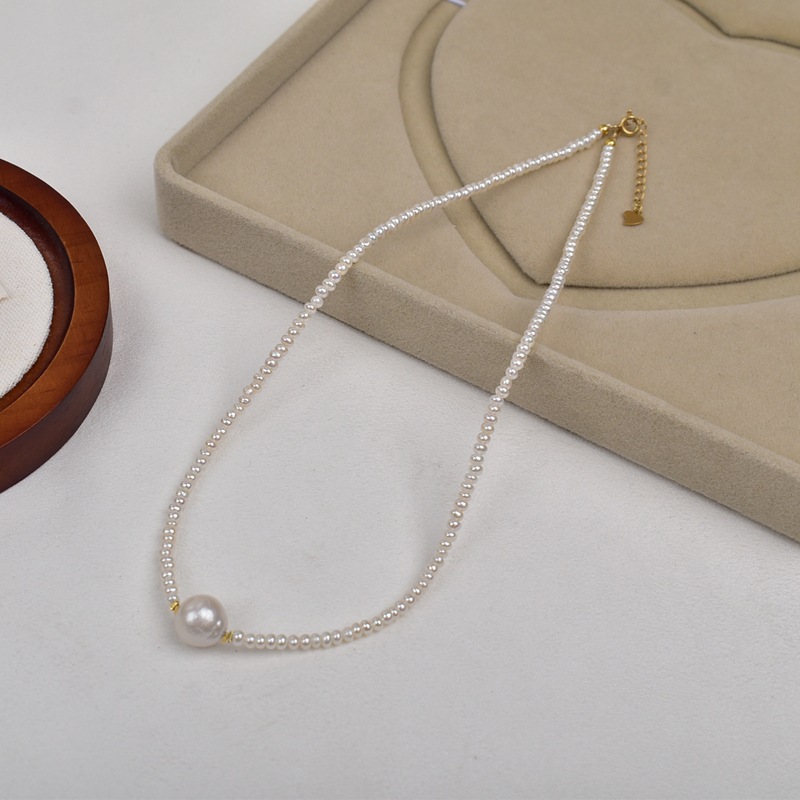 气质简约百搭天然单颗巴洛克珍珠项链路路通法式复古锁骨链choker详情11