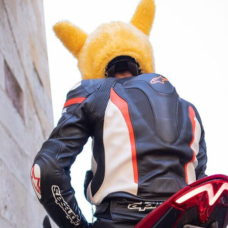 Cartoon outdoor cycling mask, Pikachu plush, personalized and fashionable helmet cover, motorcycle safety helmet protective cover for protection pic 9