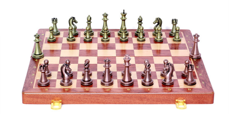 国际象棋金属锌合金玩具折叠棋盘+2个备用棋子手提便携棋具礼盒详情11