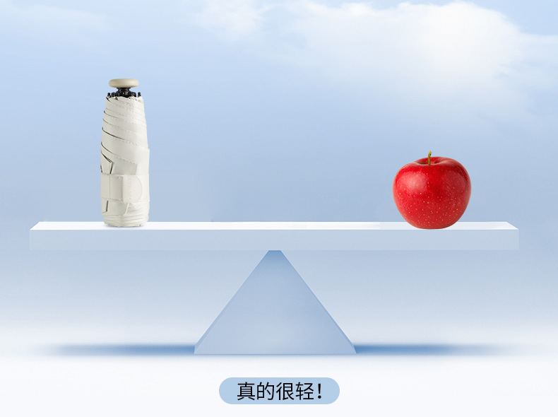 超轻羽毛伞五折迷你伞黑胶防晒伞防紫外线遮阳伞晴雨两用太阳伞详情4