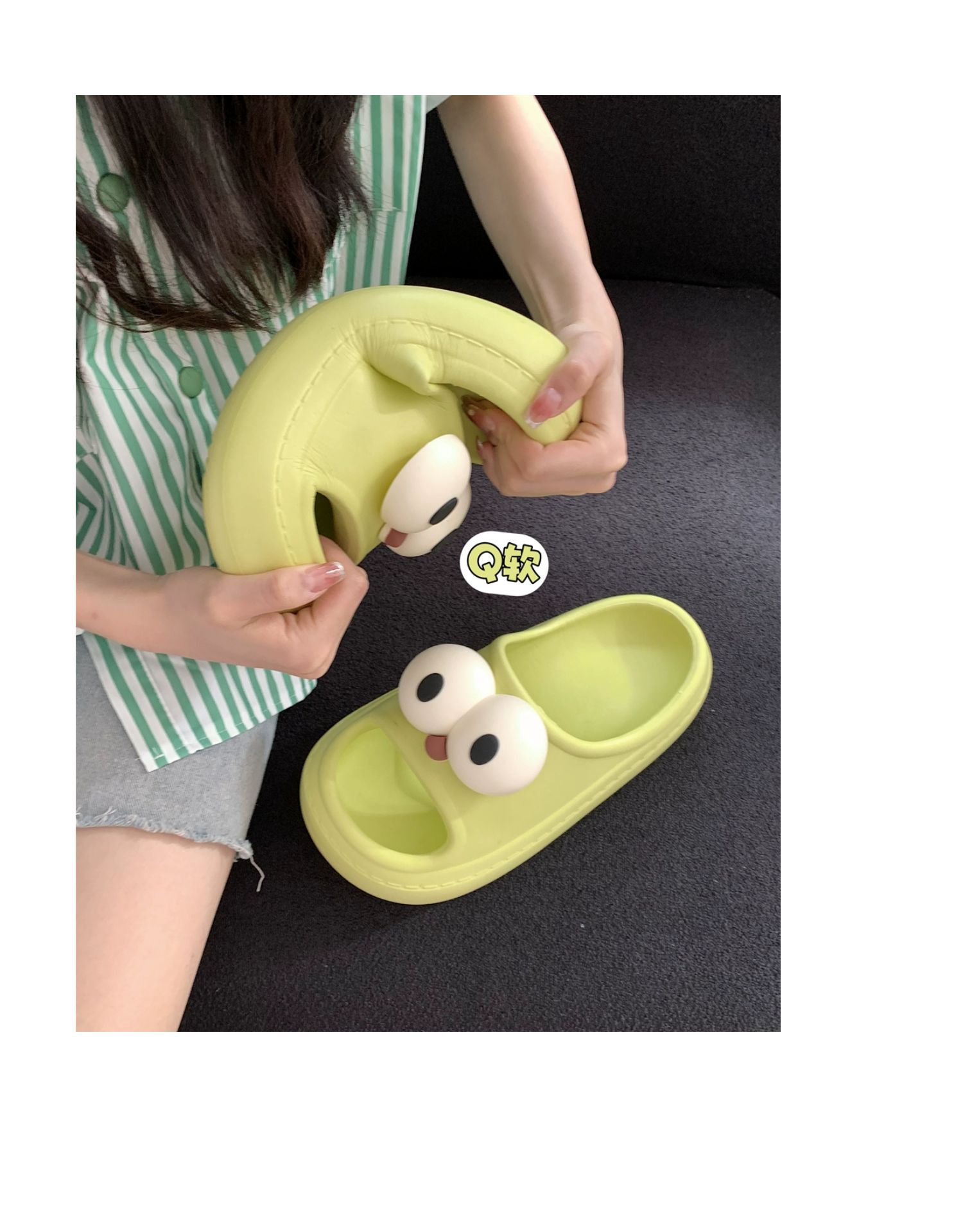 网红趣味大眼睛可爱踩屎感包头拖鞋女夏季厚底居家凉拖外穿一字拖详情12