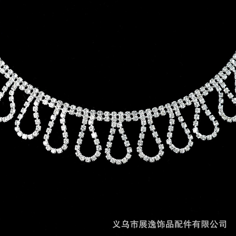 欧美爆款不规则流苏手缝钻链diy服装禾服鞋饰包装饰链厂家批发详情6
