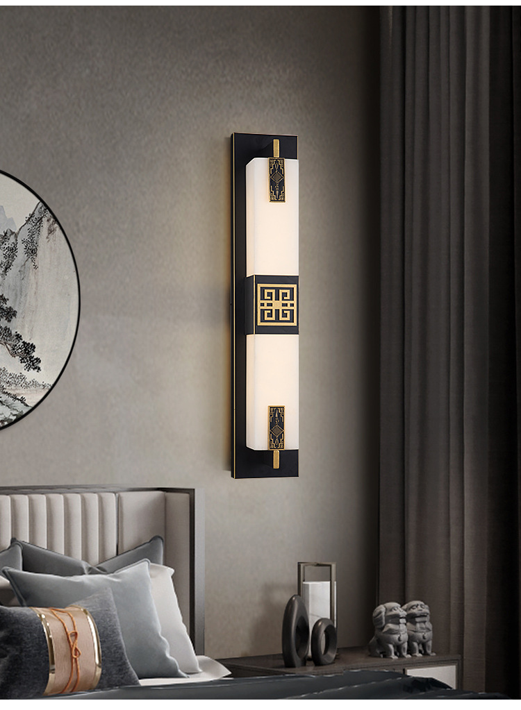 新中式壁灯客厅电视背景墙现代简约卧室床头走廊户外防水壁灯长条详情6
