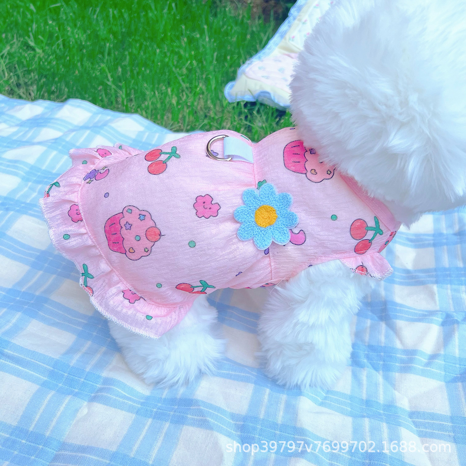 Pet clothing, dog and cat clothes, vests, skirts, cool summer clothes, anti-shedding, breathable, cute, and easy to pull out pic 9