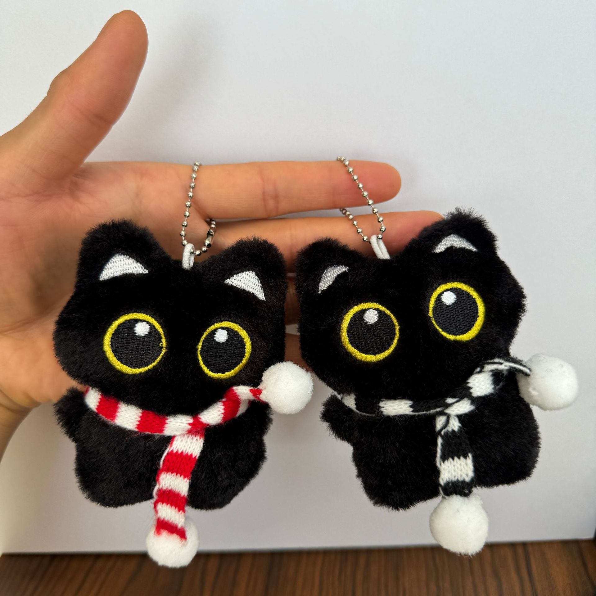 Cartoon black cat doll plush toy pendant, little cat toy pendant, cute gift, squeaky squeaky bag accessory pic 5