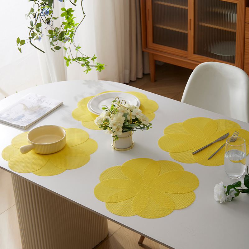 Petal Teslin sewing heat insulation pad, dining table mat, heat-resistant plate, scald bowl, cup mat, pot mat pic 15