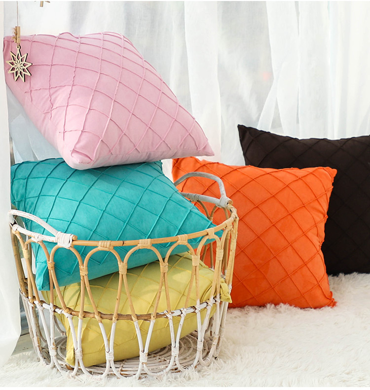 Diamond-shaped suede pillowcase, solid color square simple pillow, office sofa waist pillow, home decoration cushion pic 16