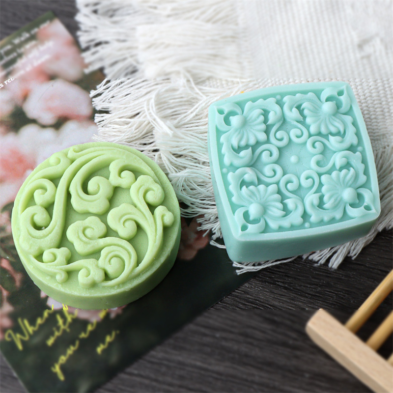 ins圆形复古雕花造型硅胶模具DIY单孔方形水晶滴胶手工精油香皂模详情11