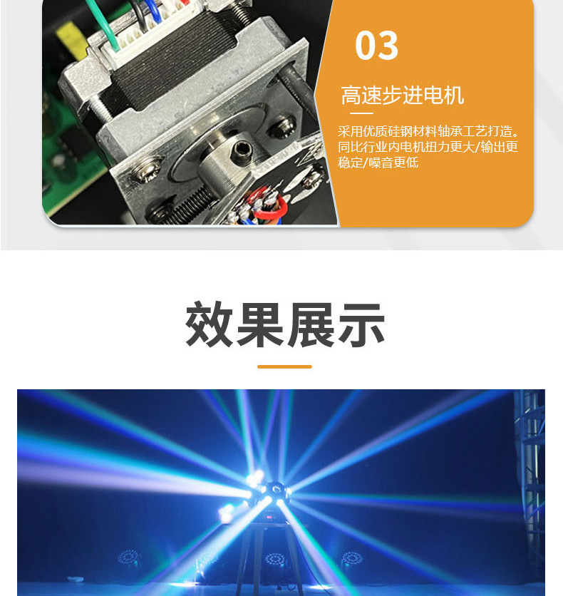 Three-head beam moving head light, ambient light, home KTV, seven-color rotating light, laser light, laser light, bar and bar pic 9