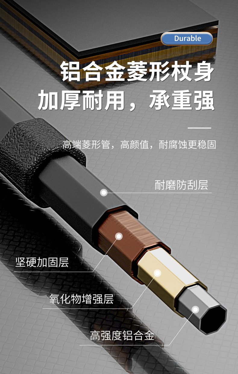 超轻可旋转防滑铝合金拐杖两用伸缩老年人登山滑雪手杖详情9