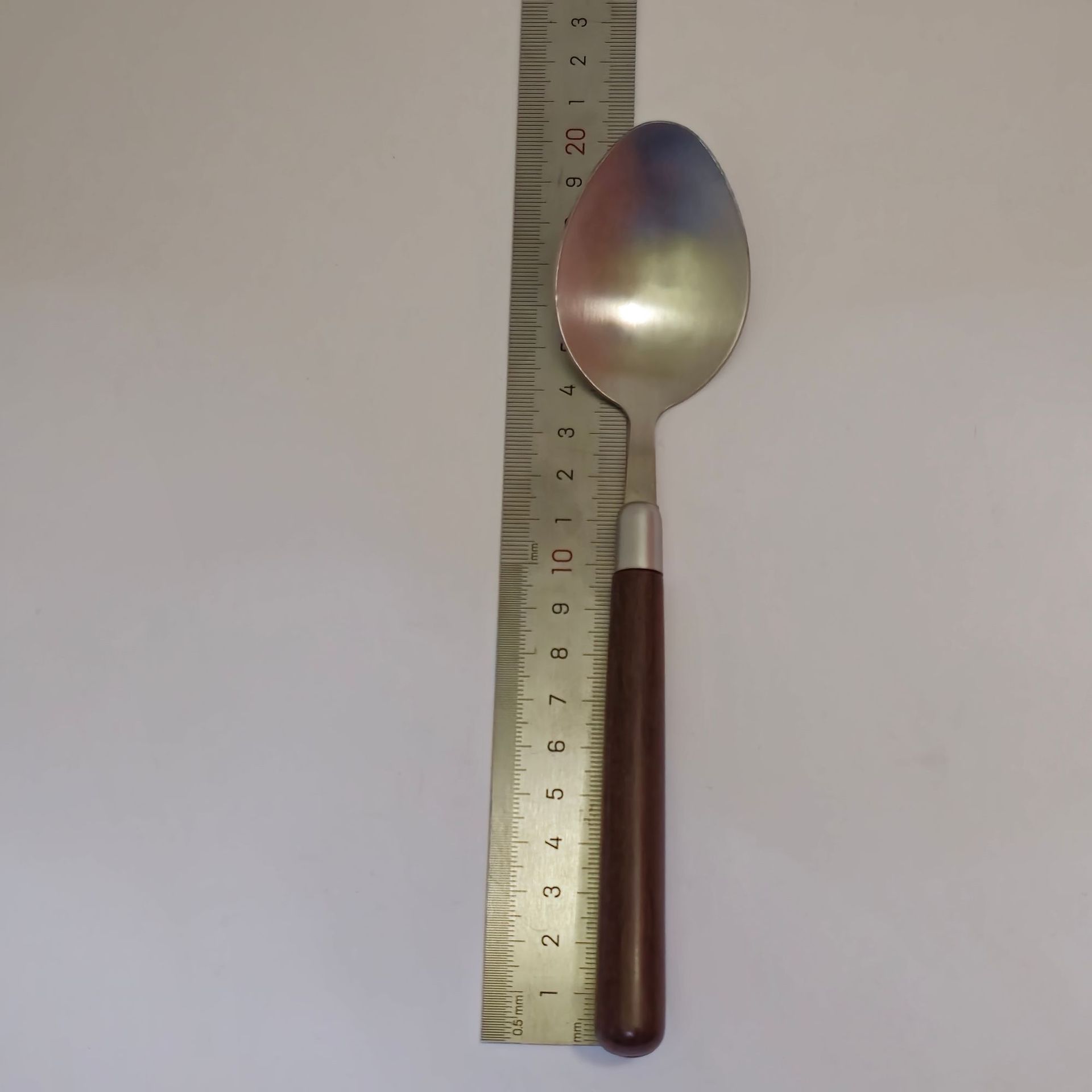 仿胡桃木柄简约质感不锈钢勺子叉子套装家用西餐餐勺高颜值餐具详情12