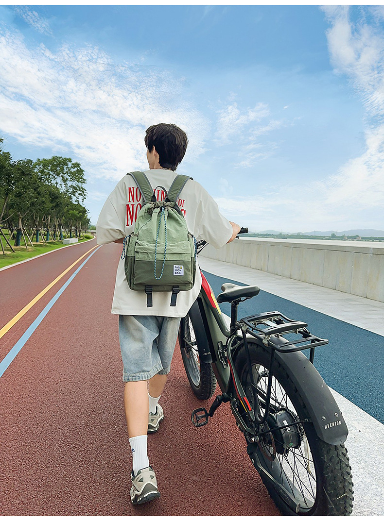 新款束口抽绳双肩包大容量休闲包户外运动登山包超轻量旅行背包详情29