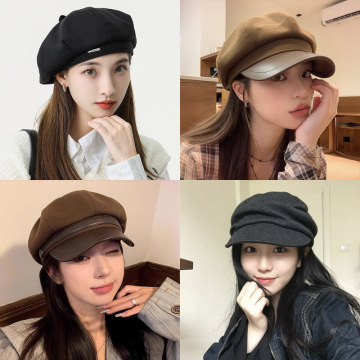 高品质灯芯绒渔夫帽子女秋冬季新款休闲百搭显脸小一帽多戴小礼帽详情4