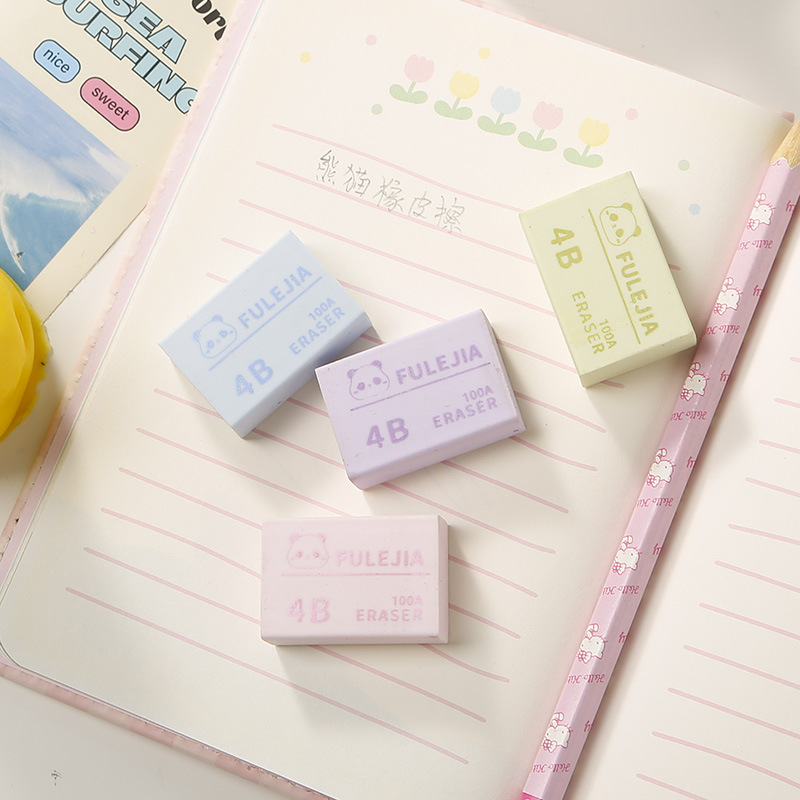 工厂直销批发小学生专用 国潮熊猫卡通文具橡皮擦不留痕彩色设计详情2