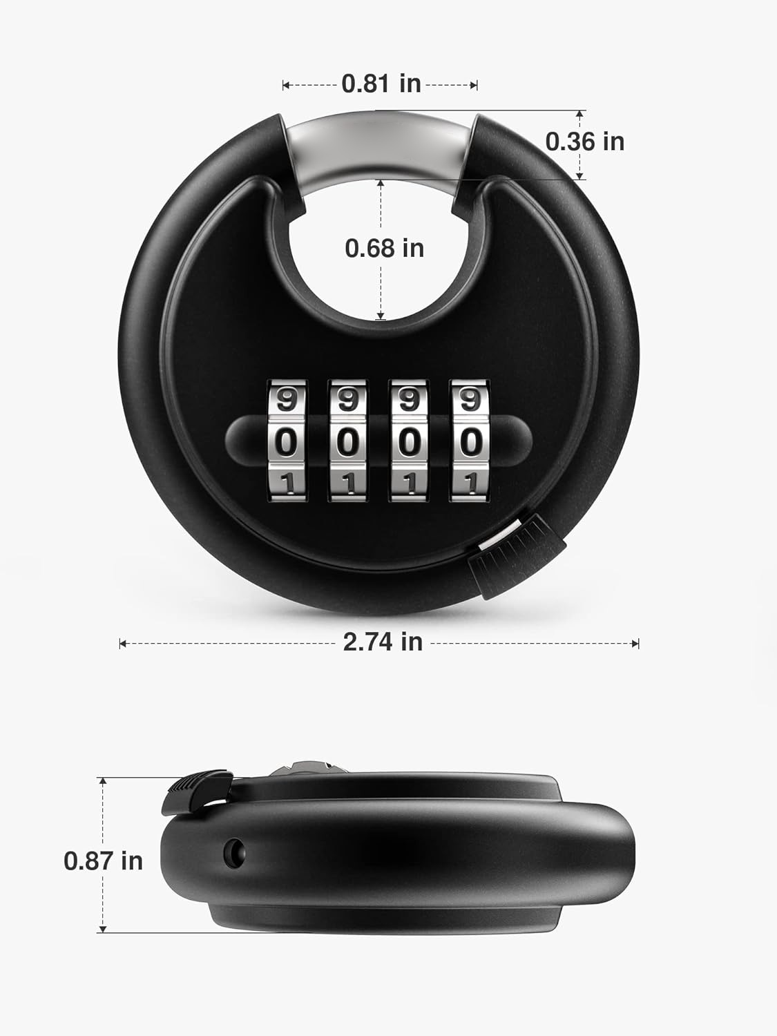 Stainless steel password round disc lock, outdoor waterproof ingot padlock, storage warehouse, garage, truck box, round disc combination lock pic 6