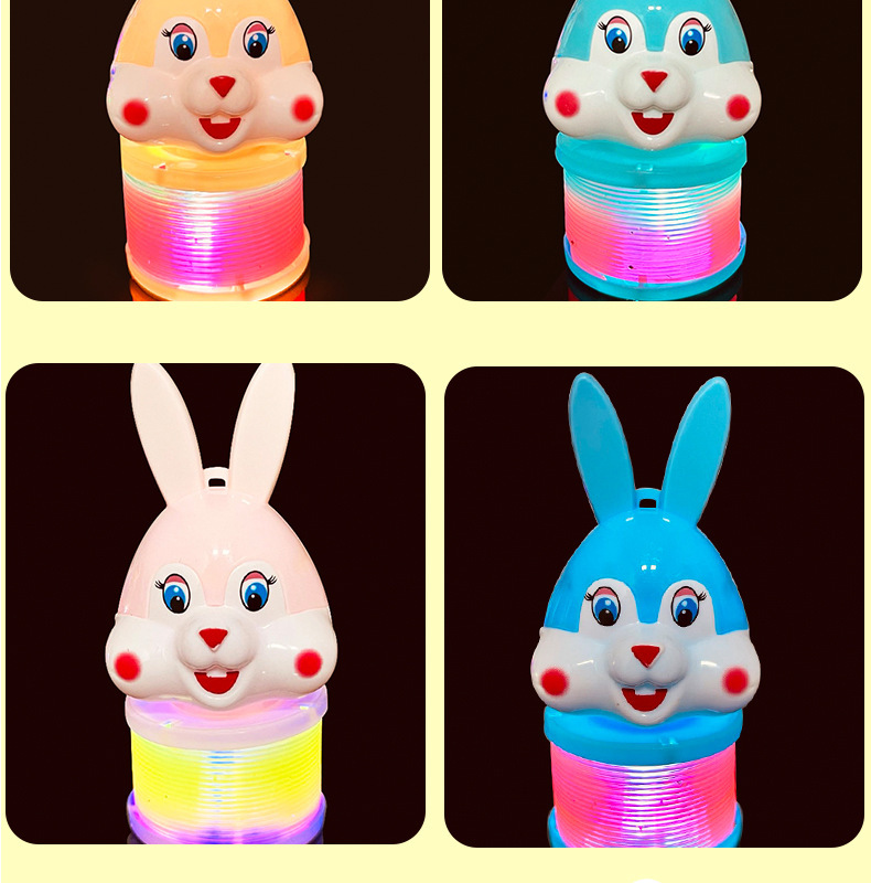 The 2023 Year of the Rabbit hand-held lantern rainbow ring cartoon rabbit luminous elastic rainbow ring spring ring toy is selling well pic 11