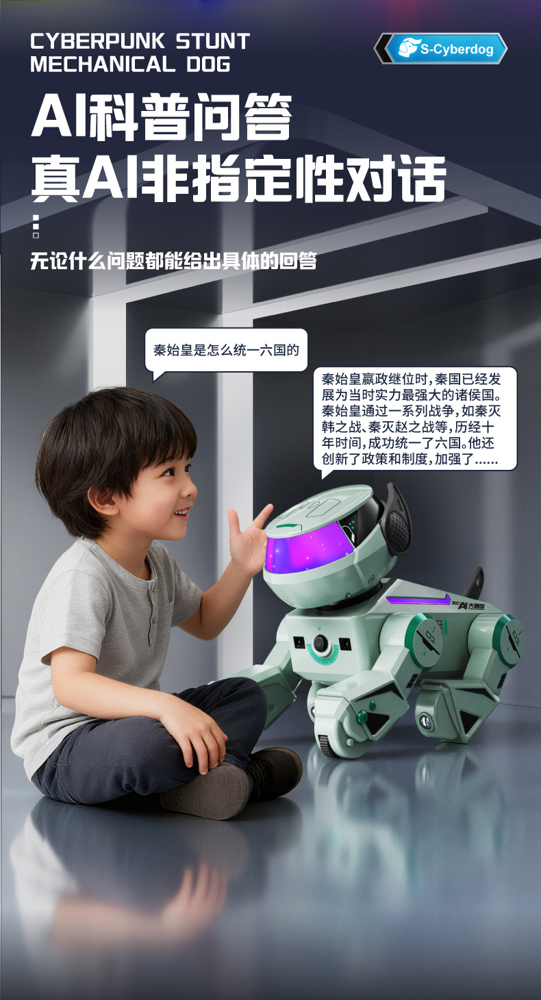 YDJ programación multifuncional cantando y bailando control remoto máquina perro AI inteligente interactivo preguntas y respuestas perro mecánico juguetes para niños pic 17