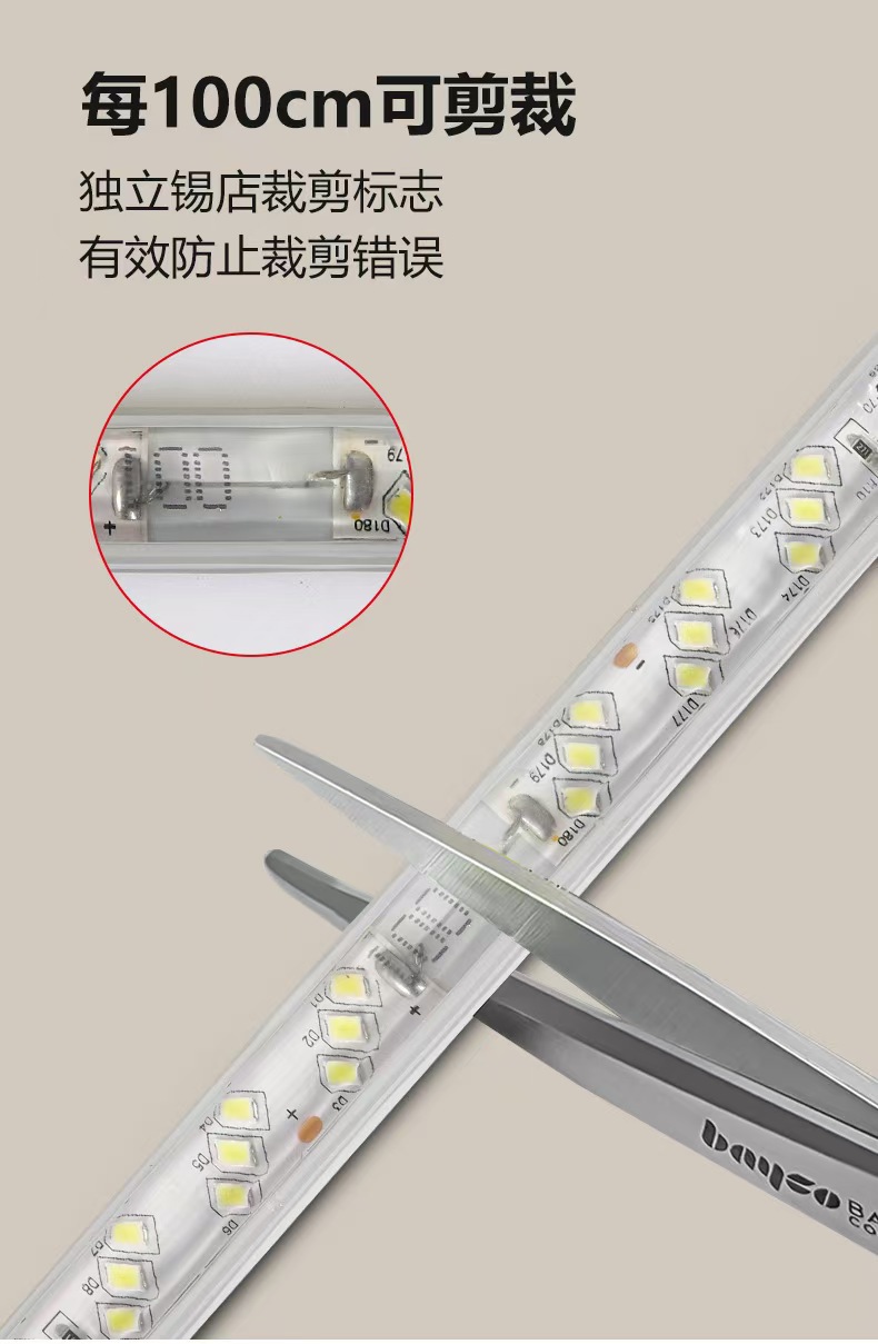 LED灯带三排180灯外墙专用家装工程户外防水灯带220v高压led灯条详情11