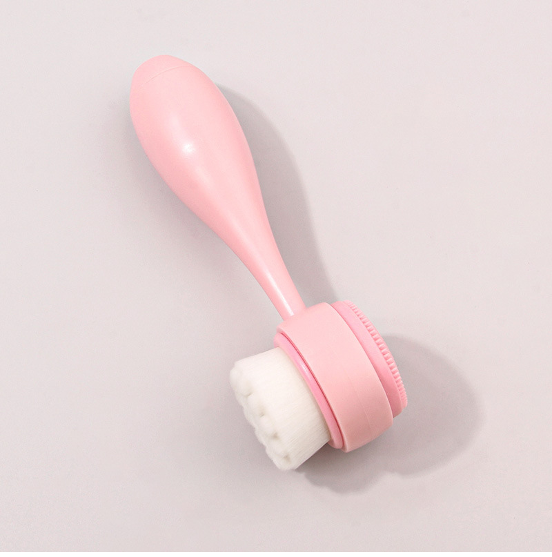 Bowling ball round handle double-sided facial cleansing brush, blackhead cleaning facial cleansing device, facial cleansing brush, soft bristle facial cleansing silicone facial cleansing brush pic 7