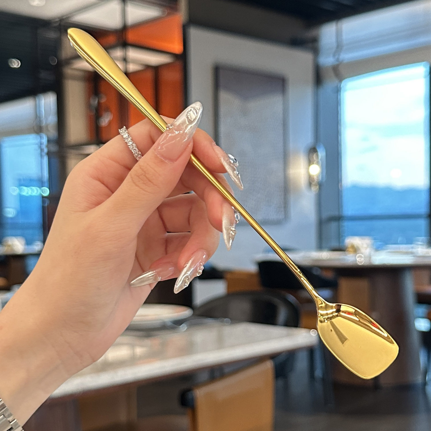 304 stainless steel spoons, mugs, long-handled stirring spoons, household coffee spoons with high appearance standards, bar cocktail ice spoons pic 3