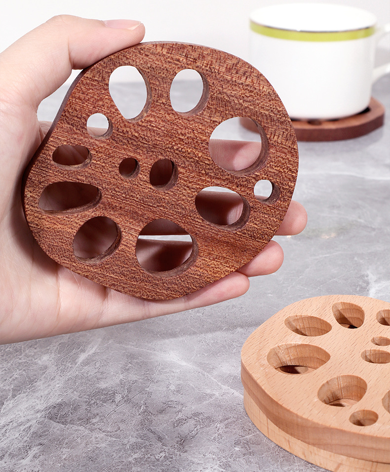 何适家居实木杯垫创意专利藕片垫木质日式隔热防烫茶杯咖啡杯杯垫国潮详情5