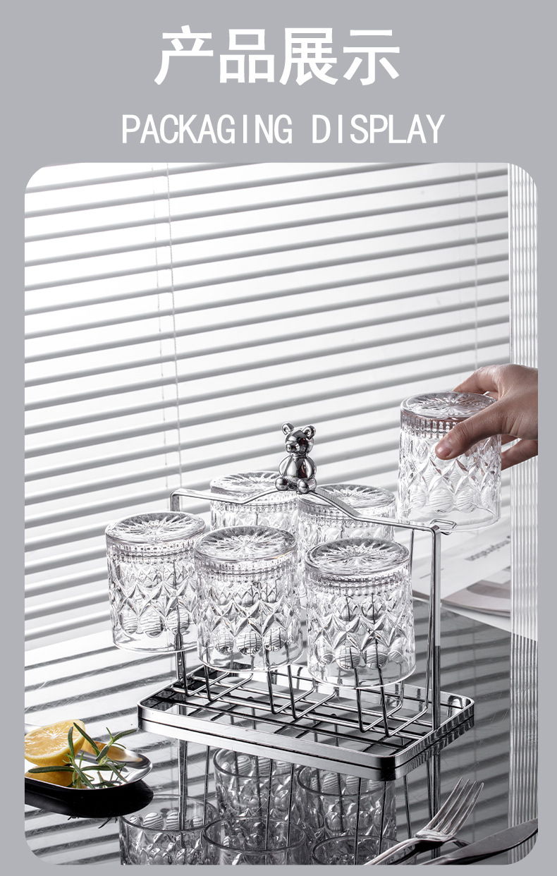 The water cup storage rack with a light luxury and high-end feel, water-draining and dust-proof storage, kitchen wire water cup drying rack, and upside-down hanging pic 12