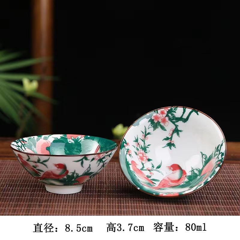 复古青花瓷家用主人杯斗笠杯陶瓷小茶杯茶盏套装中式手绘陶瓷单杯详情8