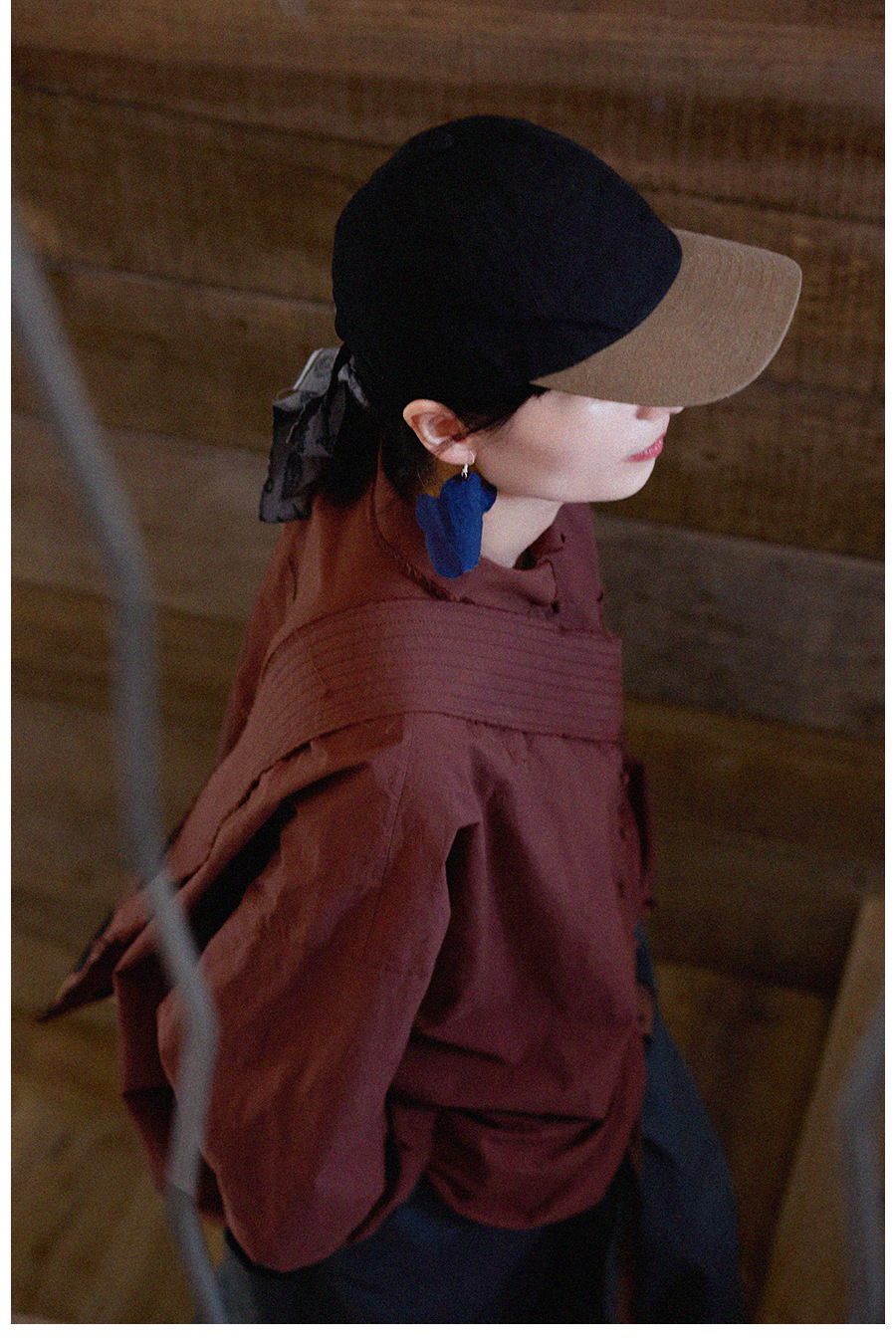 New autumn and winter style, artistic and retro original hazelnut red-brown cotton casual top, high-density, slightly elastic loose shirt for women pic 47