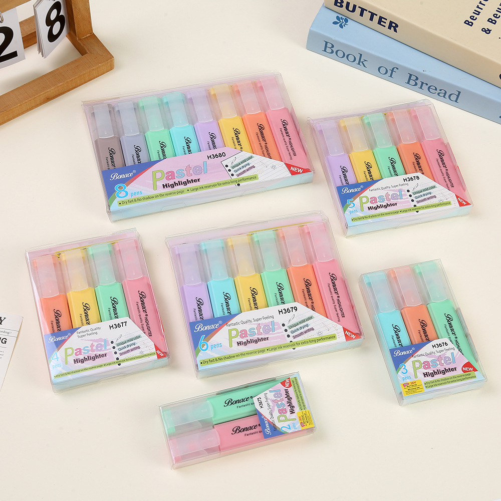 Wholesale of new flat-tipped large-capacity highlighters, student key marking watercolor pens, gift candy-colored markers pic 2