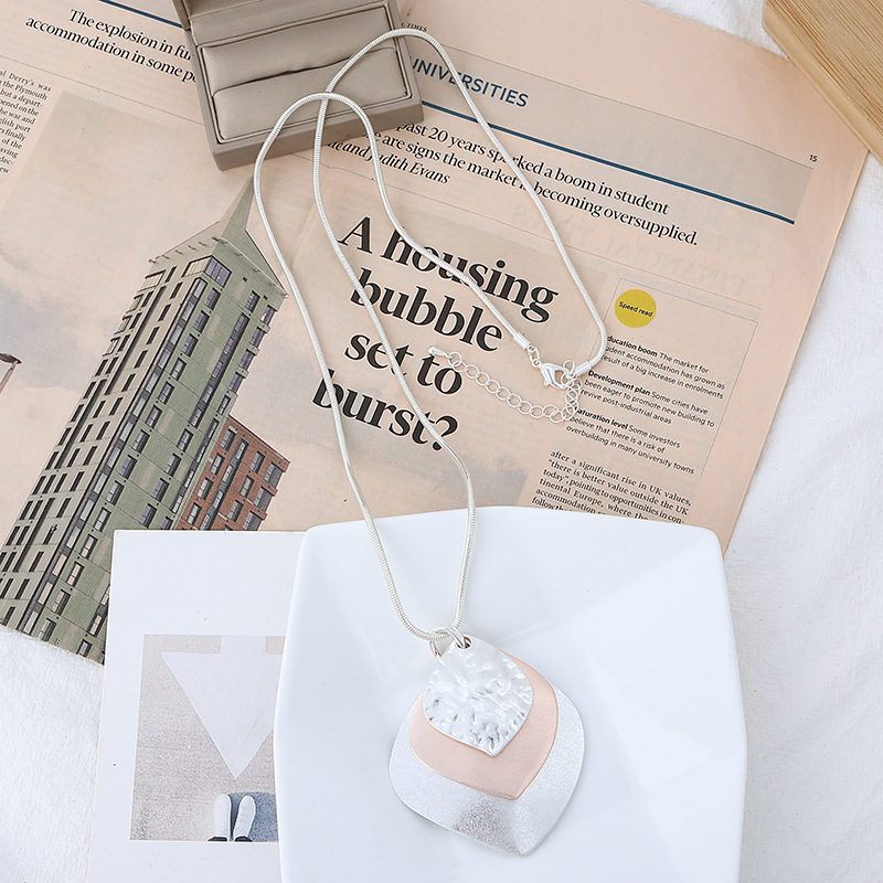 跨境饰品亚马逊爆款热卖项链欧美风时尚几何金属女混色长款毛衣链详情15