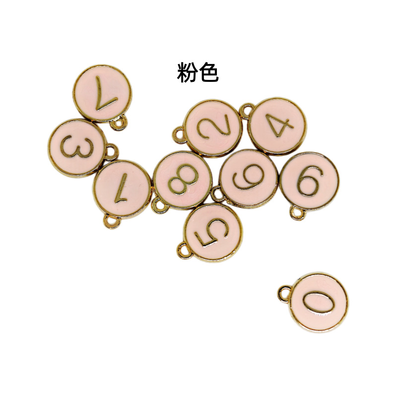 DIY饰品配件   合金双面滴油多色数字字母配套吊坠 手链项链挂饰详情10