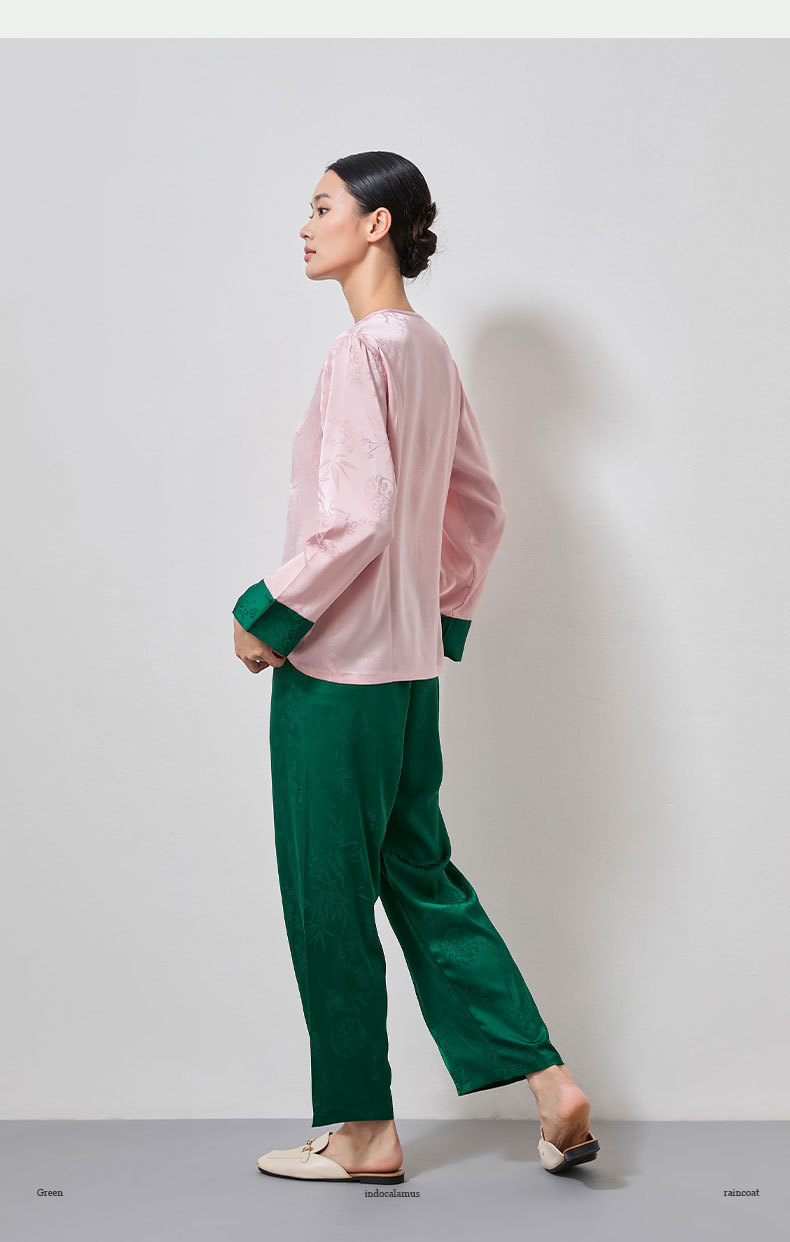 Yao ting nuevo estilo chino primavera y otoño manga larga estilo nacional cardigan para mujeres ropa de hogar simple casual cuello V holgado satén 3357 pic 8