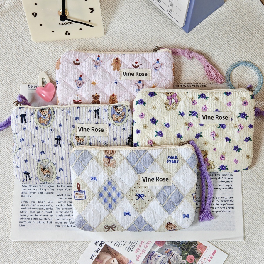 现货迷你小清新碎花绗缝棉零钱包2025新款便携旅行口红包收纳卡包详情1