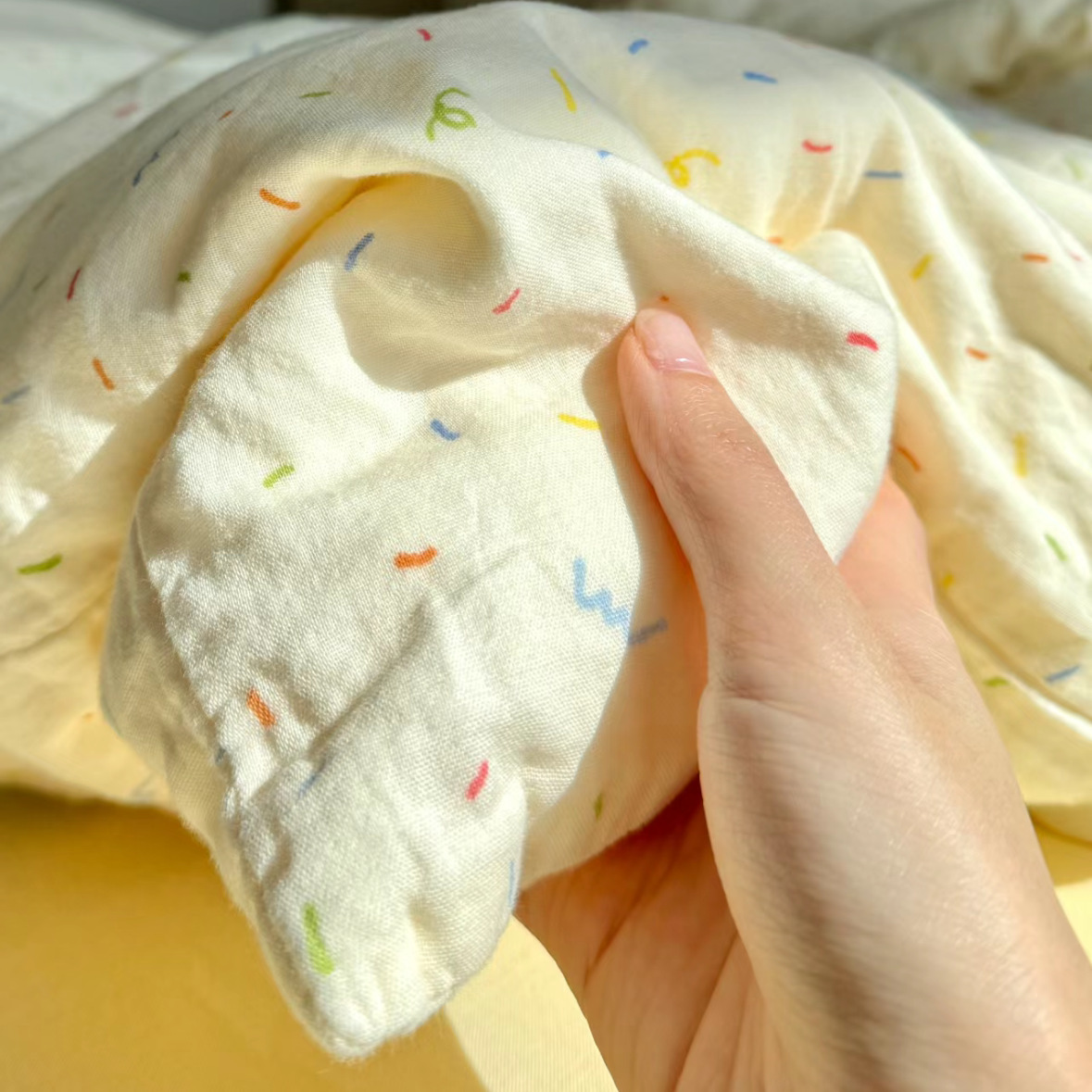 小红书A类全棉有氧双层纱四件套母婴级透气纯棉纱布小清新Kitty猫详情9