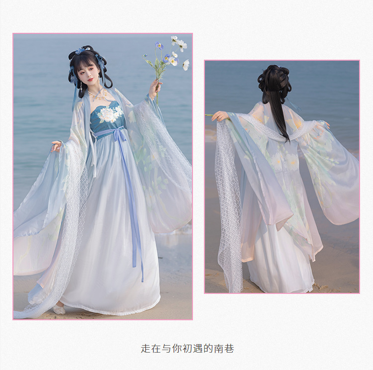 国潮汉服女夏季唐制印花新款大袖衫诃子裙中国风详情5
