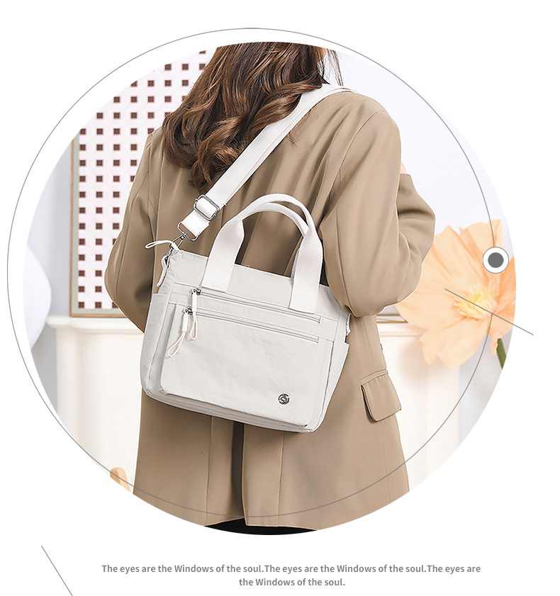 新款韩版单肩包简约潮搭斜挎包轻盈靓丽休闲包都市风尼龙手提女包详情21