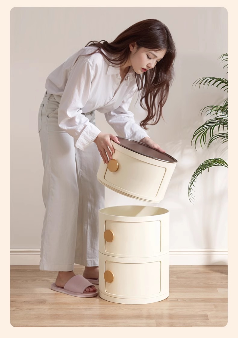 The bedside table, a small household bedroom storage rack, a simple and modern storage cabinet, a new round small side table as an alternative pic 9