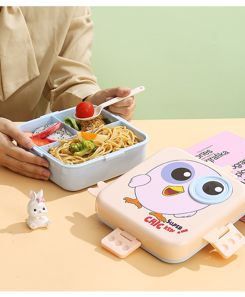 卡通儿童饭盒学生带饭分格便当盒可微波炉加热餐盒塑料午餐盒批发详情12