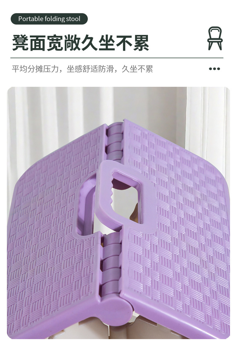 跨境新款折叠凳子加厚材质家用卫浴塑料凳换鞋凳便携式迷你矮凳详情5