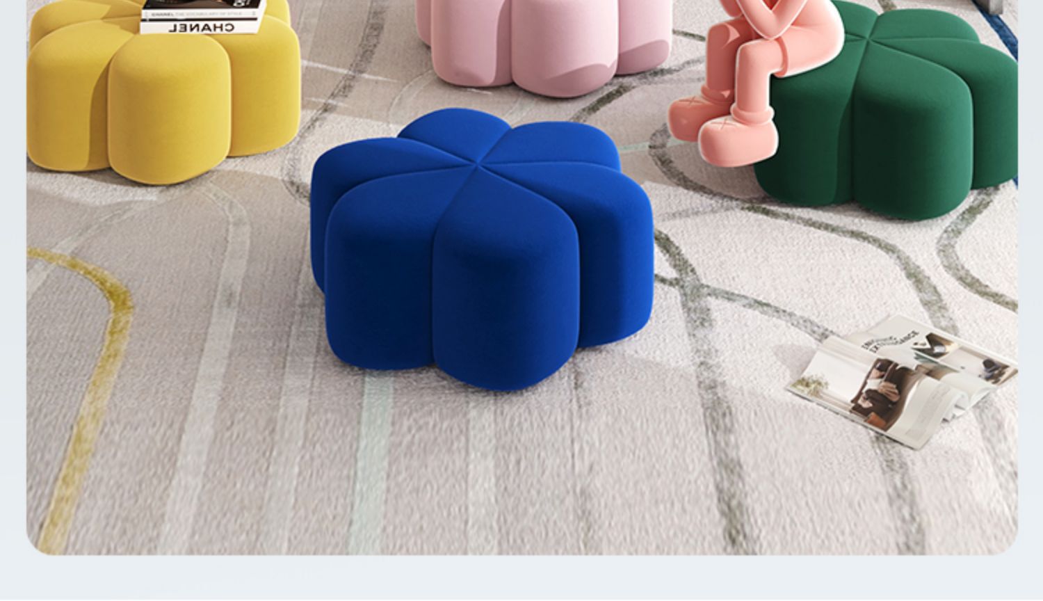 北欧沙发凳客厅家用矮凳脚踏凳网红圆凳坐墩花瓣凳子进门口换鞋凳详情20