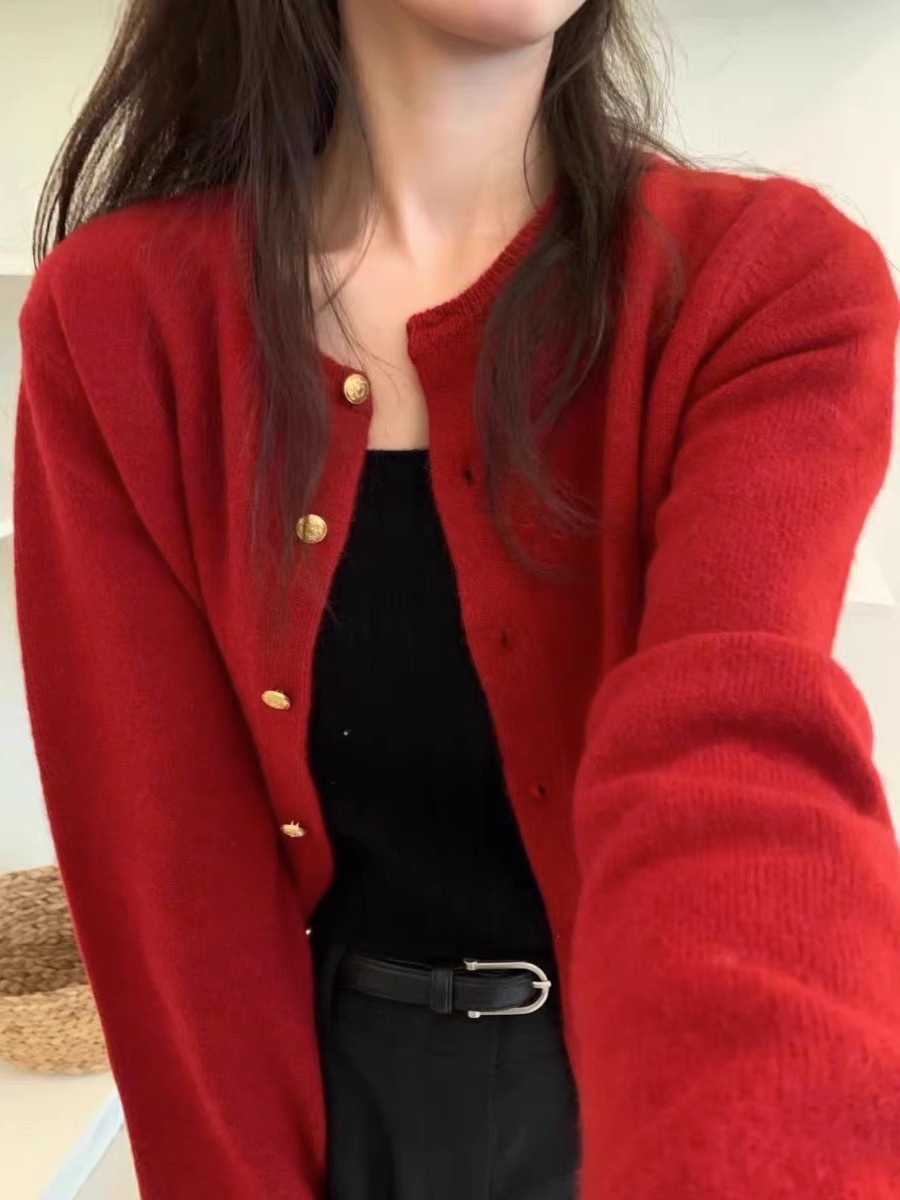 乐妃儿【奶fufu】温柔针织开衫慵懒毛衣女秋冬季短款外套软糯复古详情7