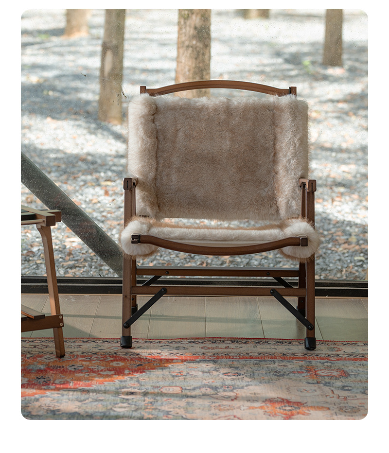 YEZHULIN皮毛榉木折叠椅定制冬季皮毛折叠椅新款庭院阳台休闲椅详情18