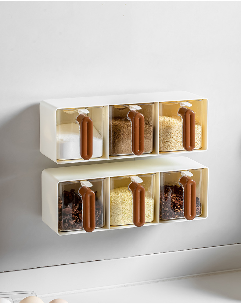Household kitchen seasoning box, spice and salt storage box, seasoning jar, multi-compartment kitchen, food-grade, non-perforating seasoning jar pic 22