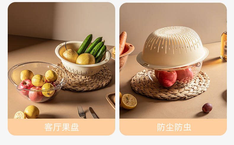双层蔬菜洗菜盆沥水篮塑料水果盘滤水菜篓淘洗菜篮子双层核心热词详情13