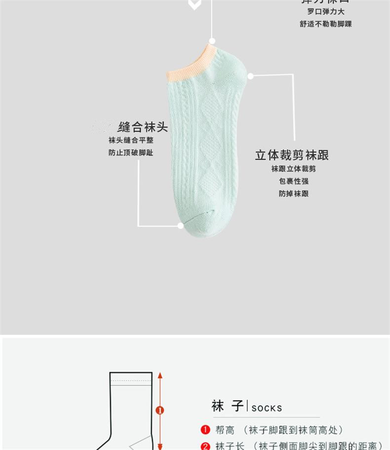 銮苑季短袜子全纯色棉女春夏浅口日系条纹硅胶防滑隐形船袜女批发详情35
