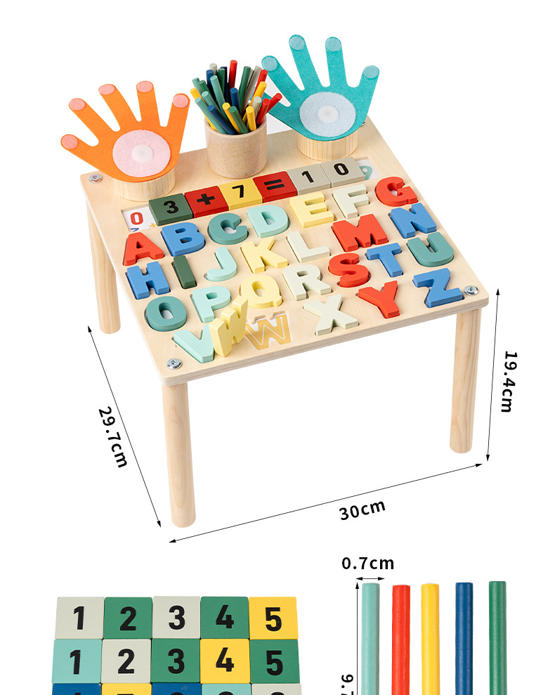 蒙氏多功能学习忙碌板益智教具木质加减法数字忙碌桌字母忙碌台详情22