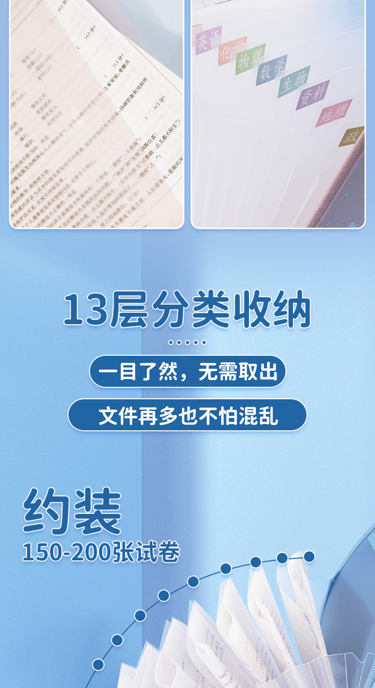 发泡风琴包手提式文件夹学生专用试卷袋多层大容量科目分类卷子收详情5