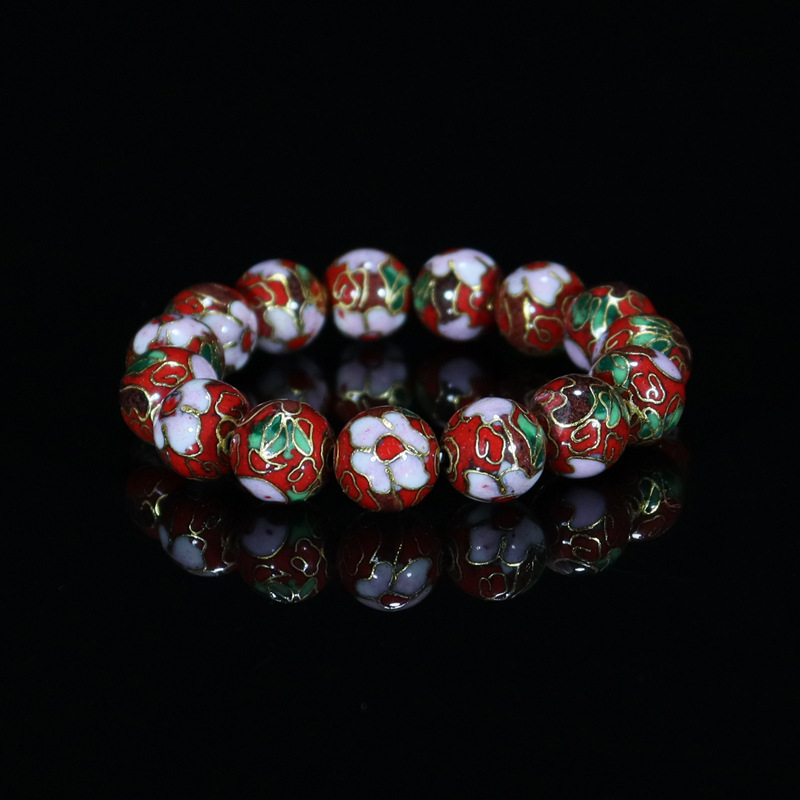 Beijing Cloisonne classical ethnic style jewelry, traditional copper base cloisonne enamel polished round bead bracelet pic 27